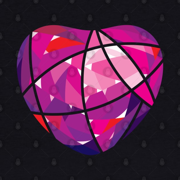 Pink Heart Diamond Crystal by GeeTee